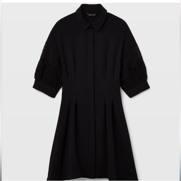 Club Monaco Black Embroidered Balloon Sleeve Dress - Picture 3 of 5